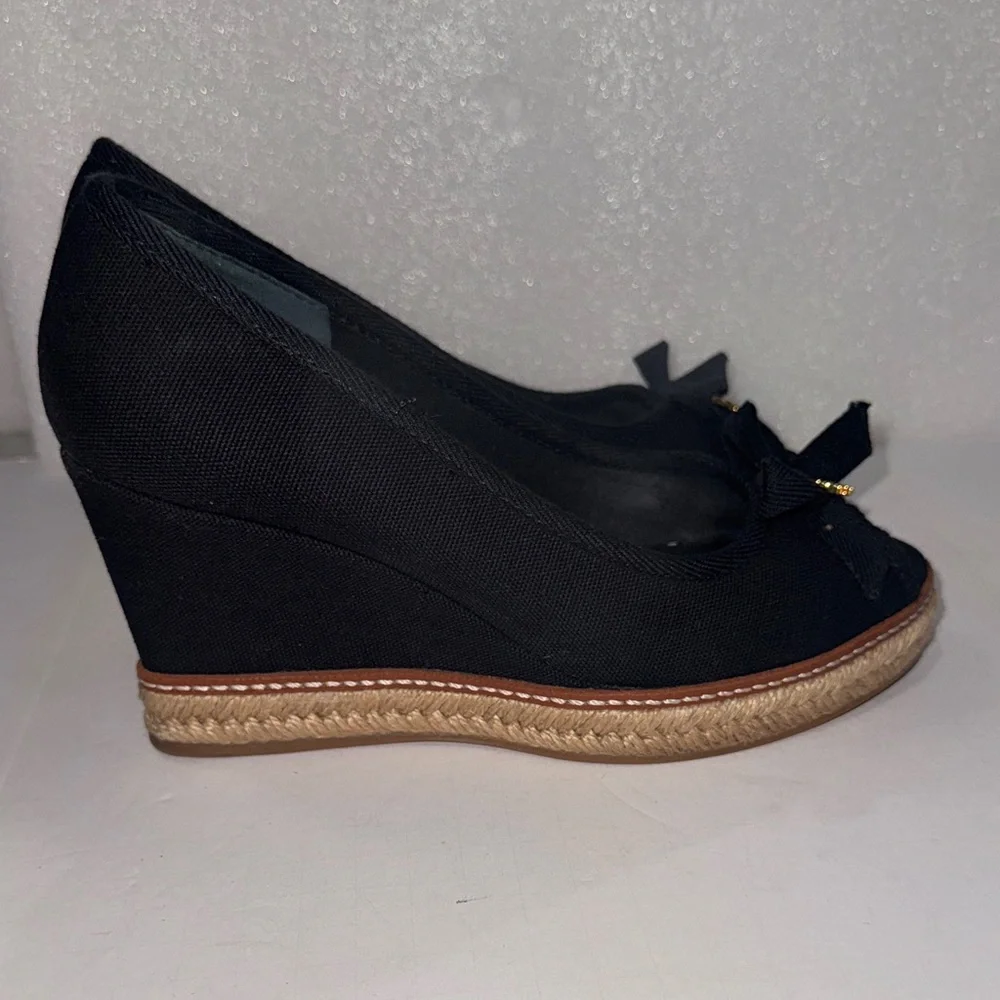 Tory Burch Black Espadrilles with Gold Logo